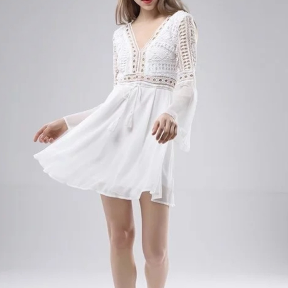 WHITE  MINI DRESS - Picture 3 of 8